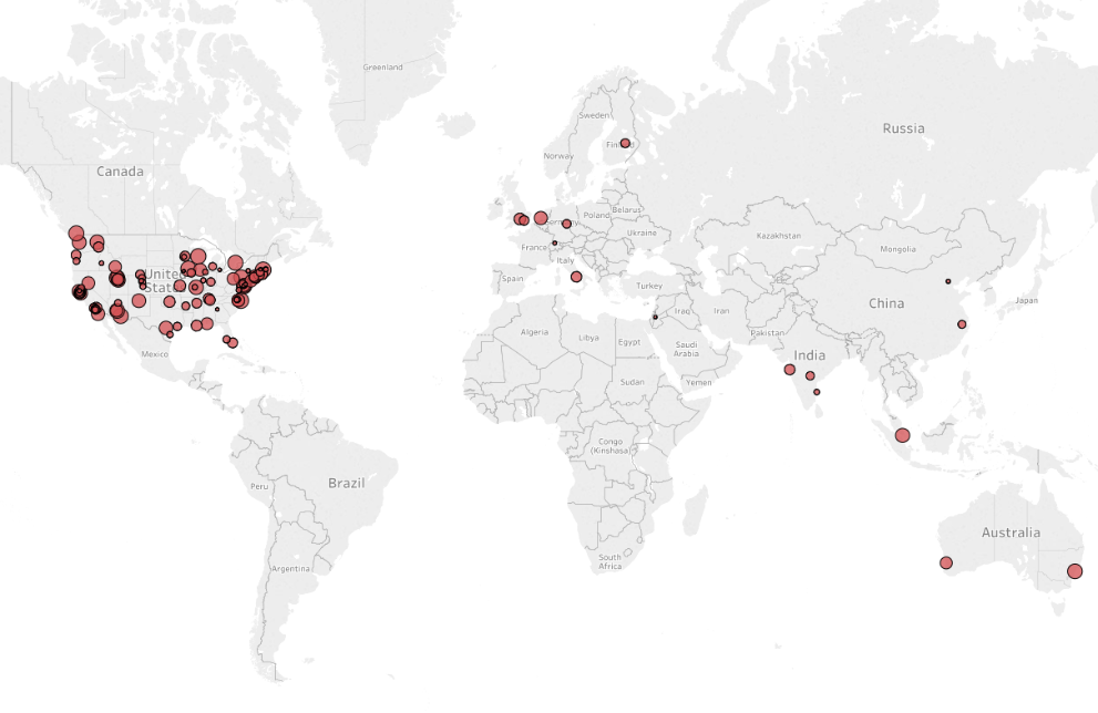 map of where alumni live now